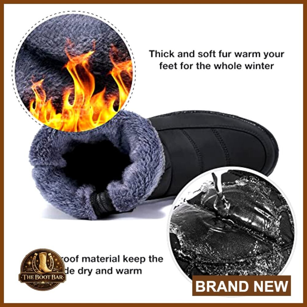 Waterproof Winter Snow Boots with Fur Lining Mid Calf Zipper - Picture 4 of 7